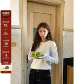 CCKOK 内搭外穿套头上衣女 新款 纯色简约正肩长袖 打底T恤2025秋季