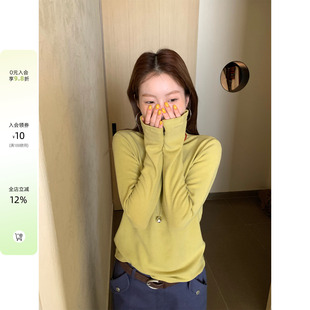 CCKOK 秋冬韩系气质通勤百搭修身纯色半高领羊绒打底衫女上衣