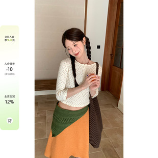 【现货】CCKOK春夏新品韩女系通勤穿搭 碎花亨利领7分袖短款T恤女