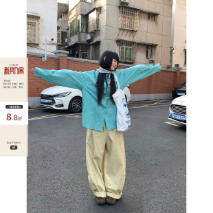 女 薄荷蓝绿小格纹100%棉衬衫 CCKOK2026早春新品 韩系通勤穿搭