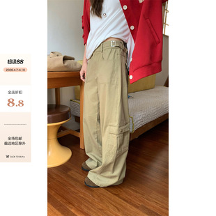 洗水重工多口袋切割线工装 CCKOK 现货 女 秋季 直筒阔腿冲锋裤 裤