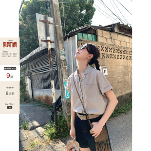 米粒绣花朵纯色100%棉短袖 西装 衬衫 新款 领薄外套女 2026夏季 CCKOK