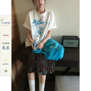 CCKOK美式美人鱼T恤2026夏季新款复古休闲设计小众宽松百搭短袖女