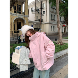 韩版 简约纯色立领连帽棉服外套冬季 CCKOK 宽松面包棉袄女 现货