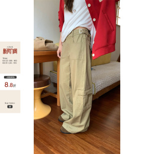 洗水重工多口袋切割线工装 CCKOK 裤 秋季 女 直筒阔腿冲锋裤 现货