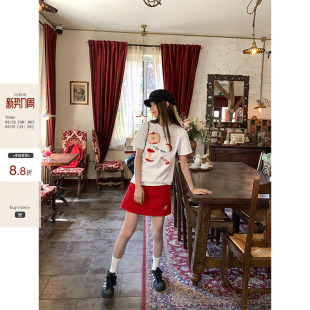 小众设计减龄短袖 CCKOK 美式 新款 女ins 苹果毛巾绣正肩T恤2025夏季