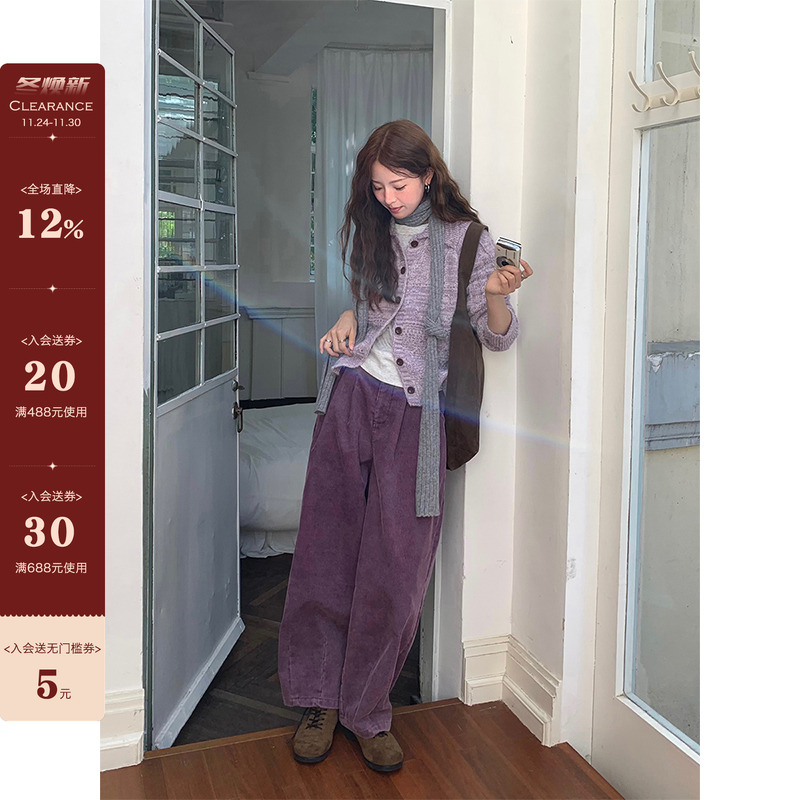 CCKOK炒洗灯芯绒日式弯刀休闲裤