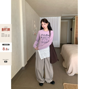 复古印花正肩长袖 早春韩系穿搭通勤风磨毛美式 CCKOK T恤 现货