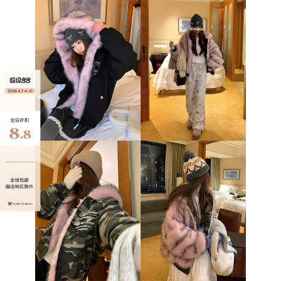 【现货】CCKOK 长毛毛绒茸双面穿外套冬季小众厚实设计连帽冲锋服