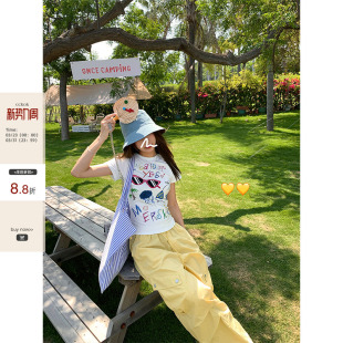 现货 小众纯欲短袖 CCKOK手绘墨镜比基尼印花修身 韩版 女 T恤夏季