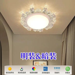 新款 浪花过道走廊玄关入户灯衣帽间阳台全光谱吸顶灯 网红嵌入式