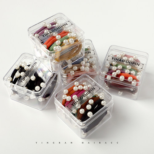 网红盒装仿珍珠发绳甜美气质扎头