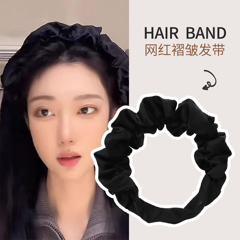 网红超仙气质黑色束发带头饰女外出百搭套头发箍头带发饰绑发头箍图片