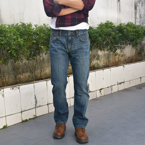 低腰复古无弹牛仔裤直筒