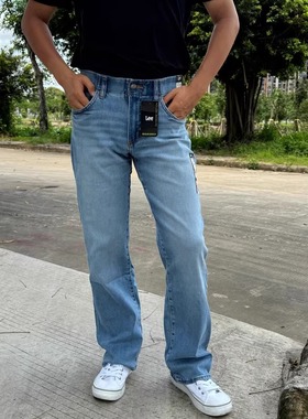 美版正品lee EM浅蓝色中腰合体微喇运动牛仔裤男士弹力11234-3924