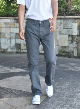 12.8oz美国正品李维斯505中腰宽松直筒灰色牛仔裤男00505-2870