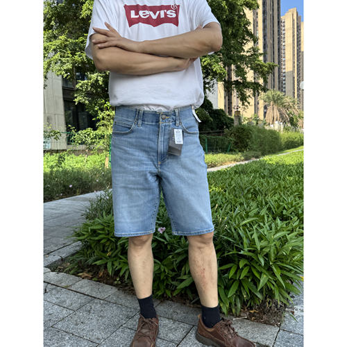 lee夏季男士牛仔短裤直筒高弹