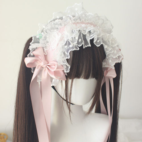 原创多色芭蕾风发带波点蕾丝丝缎芭蕾lolita小物发饰洛丽塔头饰