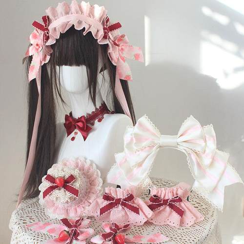 粉色Lolita草莓空想曲搭配小物