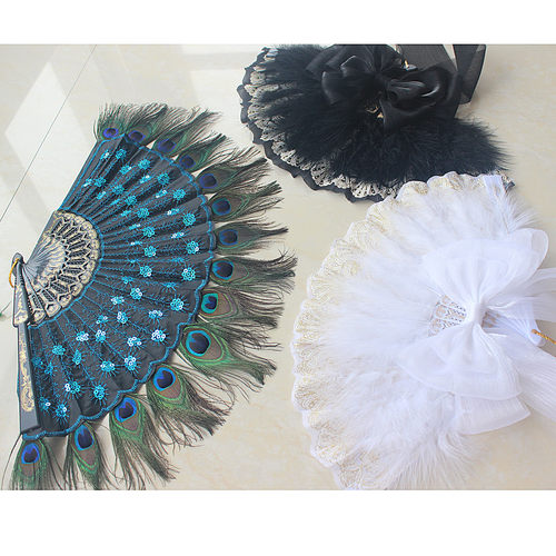 出片Lolita百搭羽毛扇子