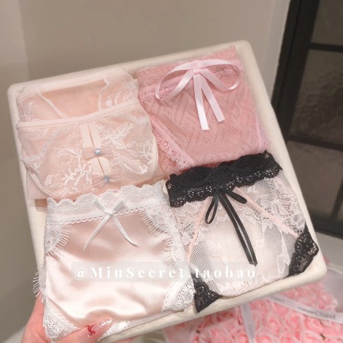 【适度浪漫】蕾丝内裤女2026新款性感蝴蝶结小仙女纯棉纯欲套礼盒