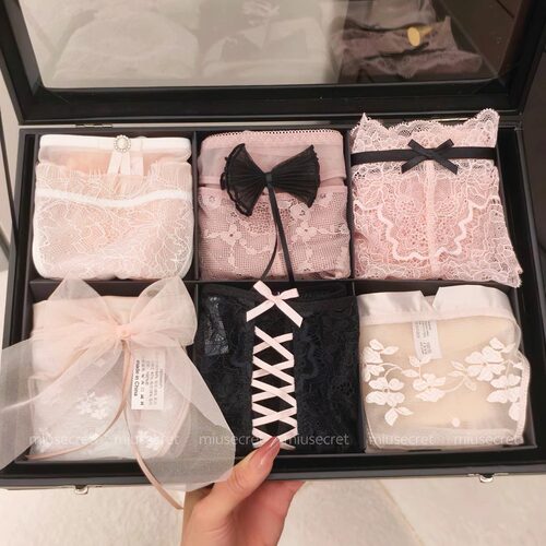 【桃之夭夭】6条蕾丝内裤女性感2024新款纯欲蝴蝶结小仙女套礼盒