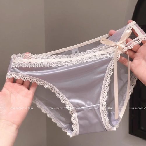 【西西里佳人】缎面蕾丝内裤性感新款纯欲蝴蝶结小仙女低腰三角裤