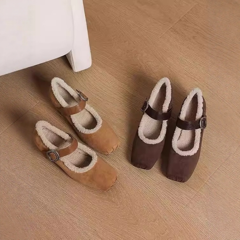 银泰百货玛丽珍鞋加绒保暖毛毛鞋