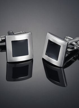 黑色正方形法式袖扣袖钉男士袖扣袖口钉衬衫扣袖口扣cufflink