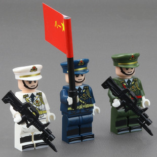 国产moc军事人仔海军陆军空军仪仗队士兵人阅兵模型拼装积木玩具