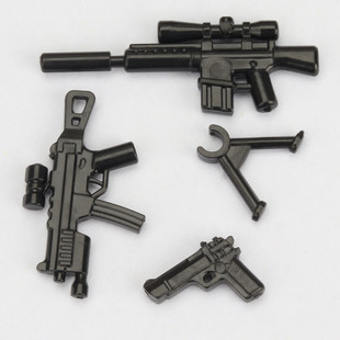 兼容乐高第三方军事枪械武器装备M110狙击枪MP10冲锋枪塑胶小零件