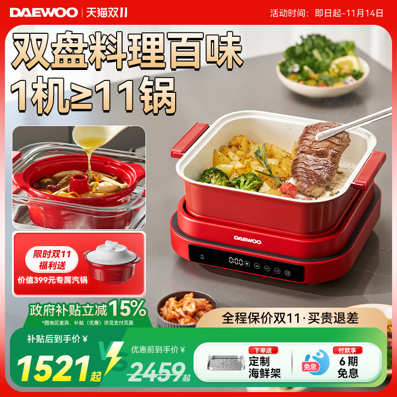 煎炸蒸煮焖焗烤双盘料理锅