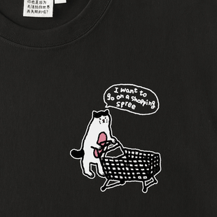 ｜插画师合作款 长袖 左胸前版 购物车 280g重磅 T恤｜猫咪