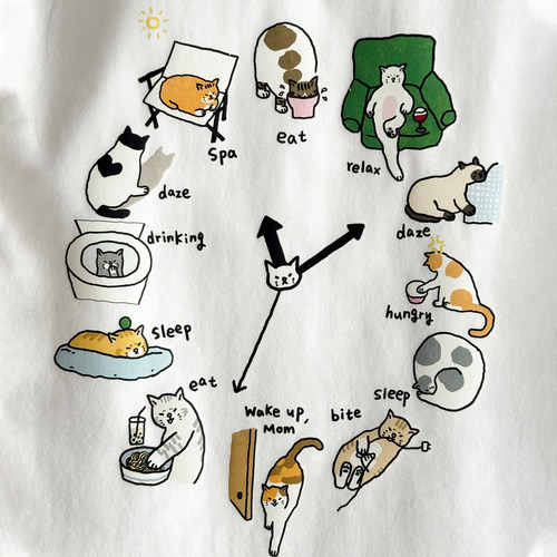 猫的一天（不自律版）纯棉T恤