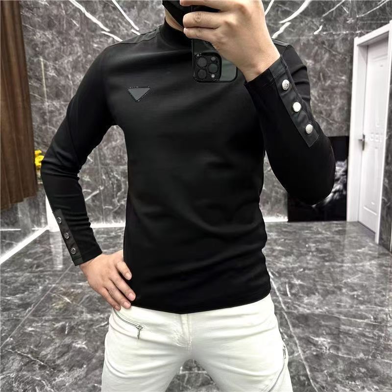欧版长袖加厚卫衣男春秋冬季潮流打底衫痞帅个性小伙保暖中领上衣