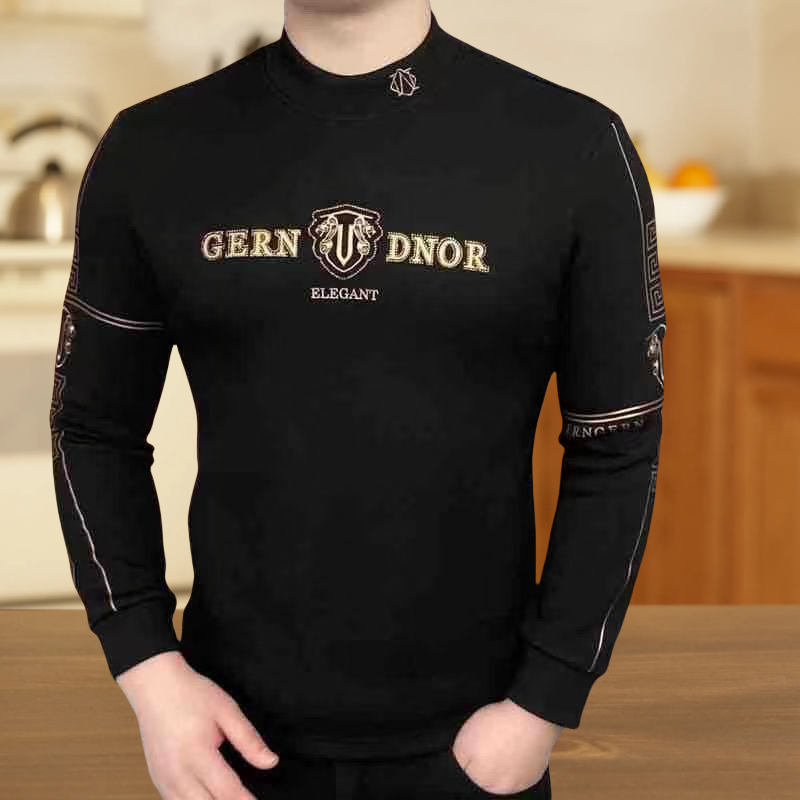 秋冬季新款长袖加绒卫衣男士时尚休闲上衣修身加厚保暖打底衫潮男