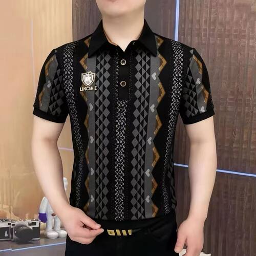 2026男士夏装欧版潮流短袖舒适烫钻精品男士欧货T恤薄款半袖体恤
