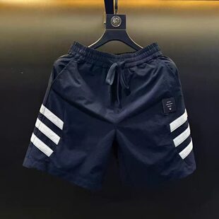 2026新款高奢男士夏季松紧抽绳设计短裤简约舒适百搭撞色休闲中裤