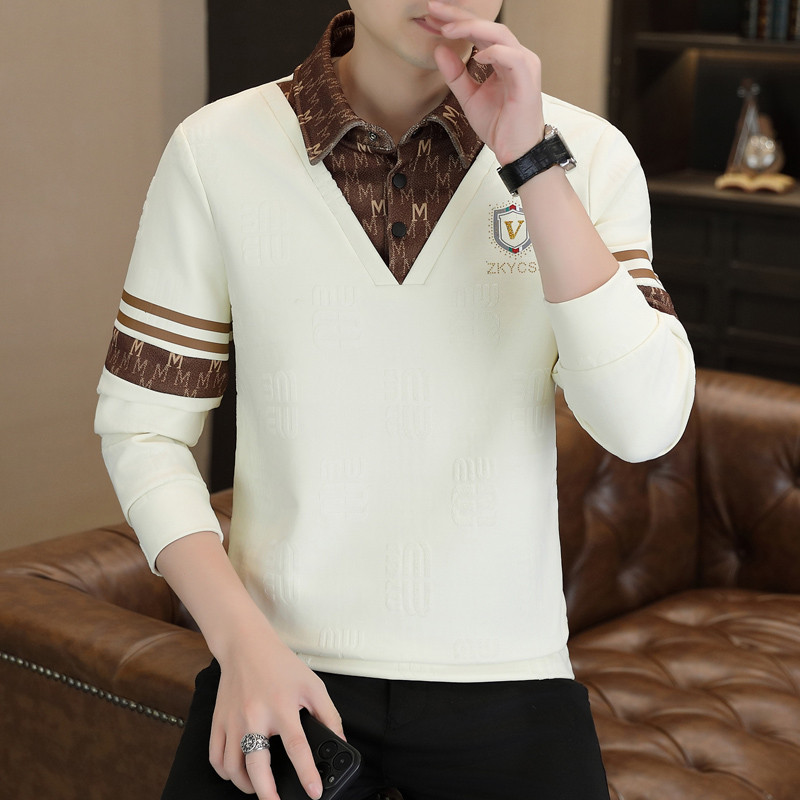 假两件男士卫衣青年帅气衬衫领加绒加厚长袖t恤休闲内搭保暖上衣,男装,卫衣,淘宝优惠券,粉丝福利购,淘宝优惠卷