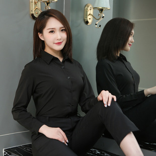 V领衬衫女长袖职业2024年夏新款气质修身显瘦公务员面试正装衬衣