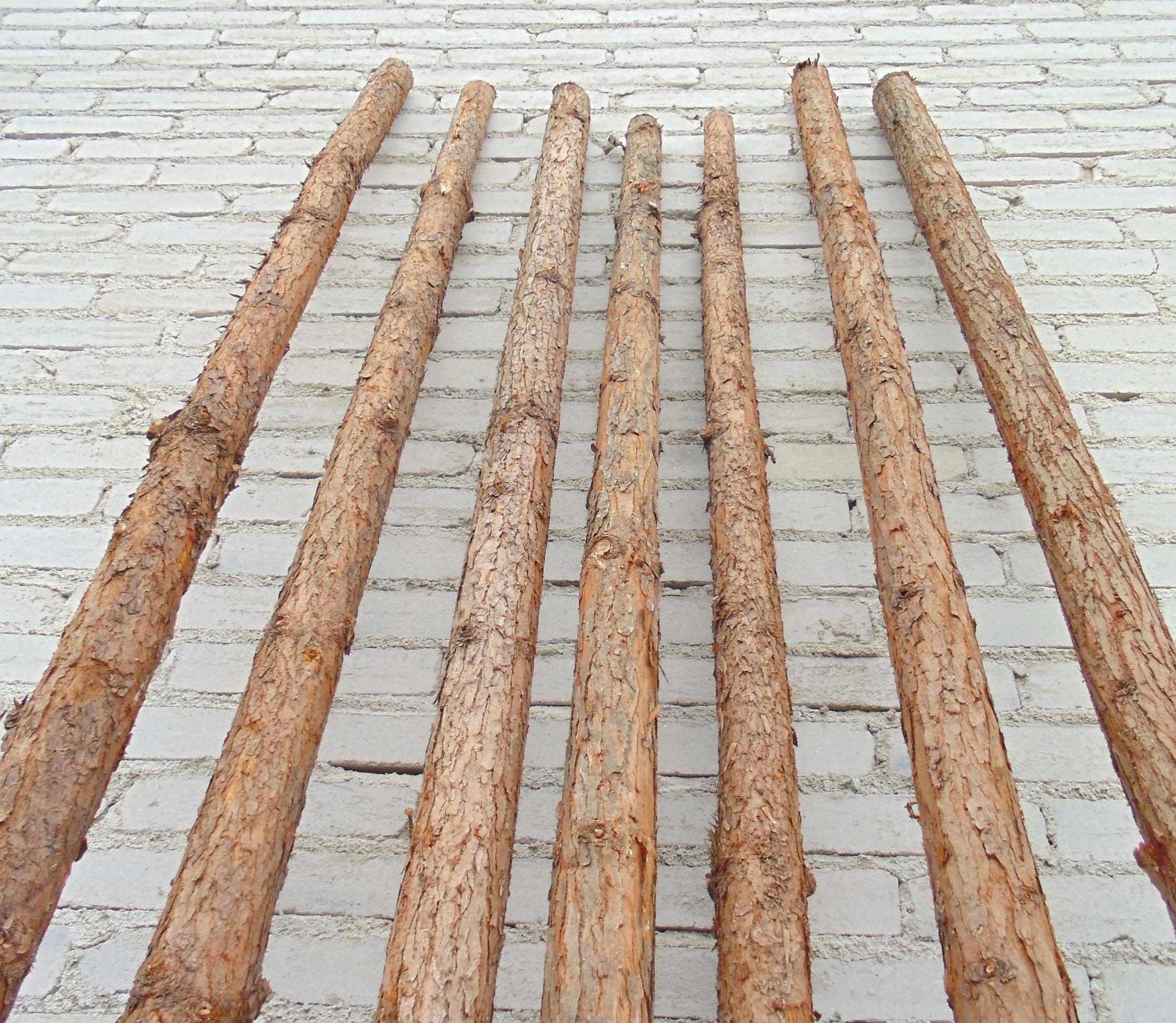 天然杉木条原木桩带皮木桩 杉皮装饰木墩树桩篱笆栅栏木质围栏