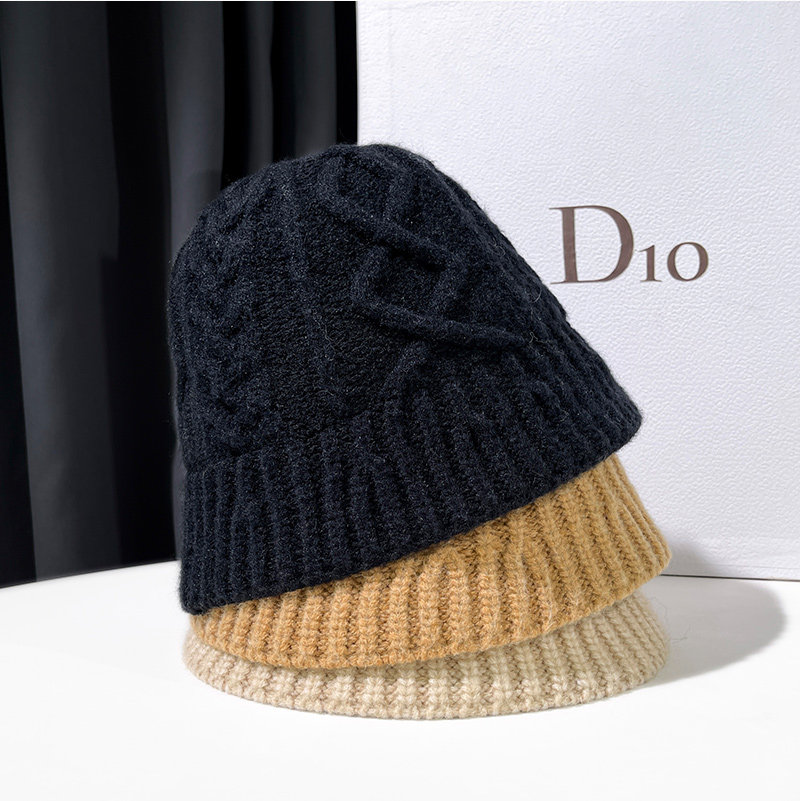 新款羊毛渔夫帽秋水桶帽针织帽冬季适合圆脸帽子自闭大头围毛线帽