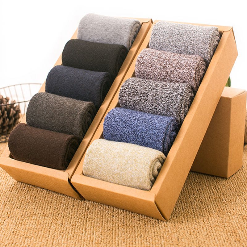 北极绒袜子男士中筒袜男冬季加绒加厚长筒棉袜冬天加绒毛巾毛圈袜