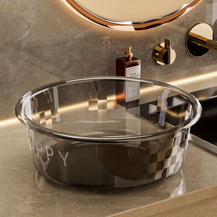洗脸盆家用轻奢高颜值透明加厚洗漱盆子洗脚盆宿舍洗头盆大塑料盆
