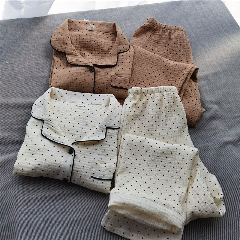 小清新日系女纯棉双层纱布睡衣