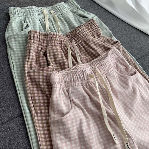 德绒情侣格子睡裤家居裤