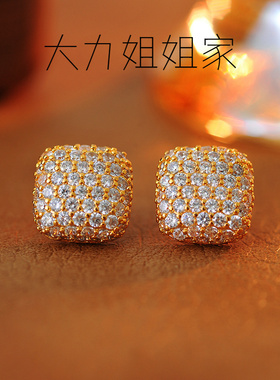 同款系列紫色方形耳钉女时尚轻奢正方形爆闪耳环小耳饰不撞款