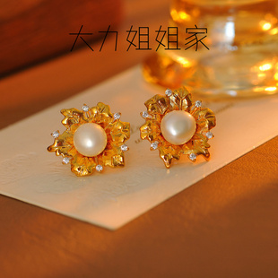 《花团锦簇》繁花似锦耳钉中古饰品耳钉一款两戴批发