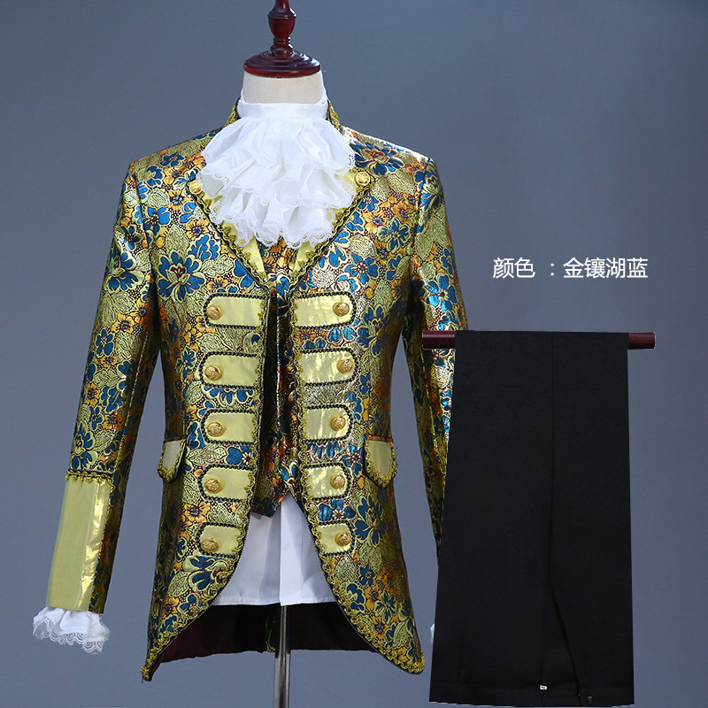 유럽 ??남성 코트 드레스 공연 의상 PRINCE CHARMING 무대 복고풍 유럽 드라마 공연 의상 성인 버전