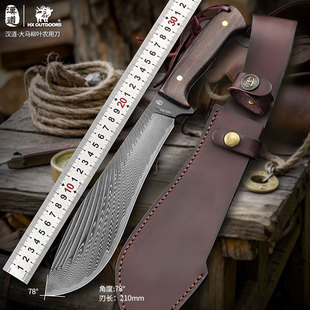 汉道大马士革纹钢丛林开路刀锋利高硬度劈砍柴刀野外排障刀开山刀